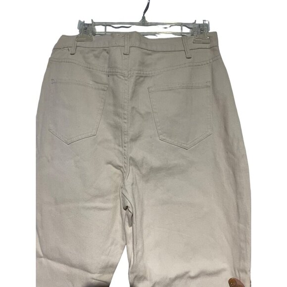 Ivory Womens Beige Cotton Blend Straight-Leg Pants Size m - Picture 4 of 5